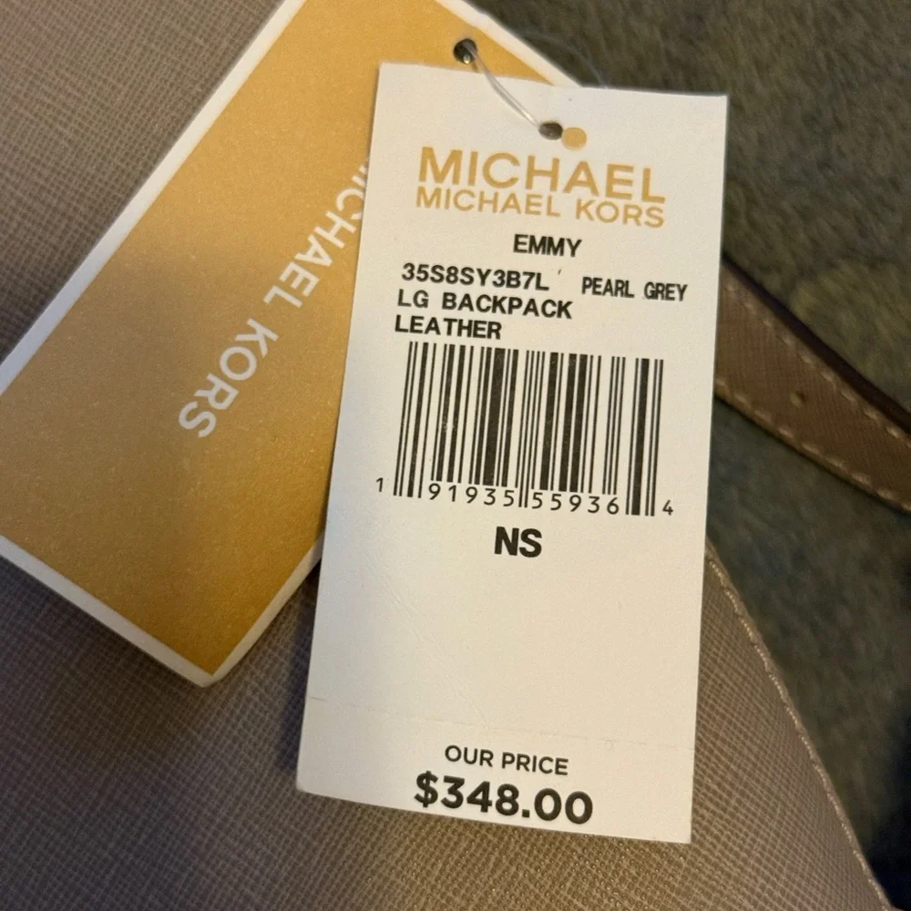 Michael Kors Emmy Gray Saffiano Leather Backpack